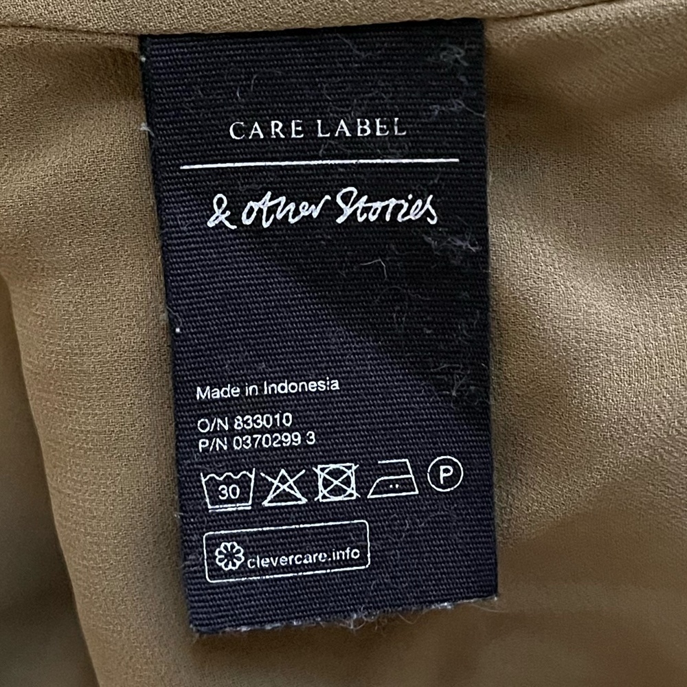 & OTHER STORIES | Khaki Olive Tiger Printed Flounce Mini Ruched Dress | Size 6 - Picture 10 of 12